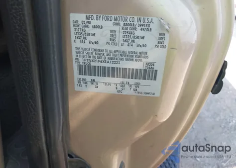 1999 Ford F-250 Lariat/Xl/Xlt из США, поврежденный, VIN 1FTNX21F6XEA12232